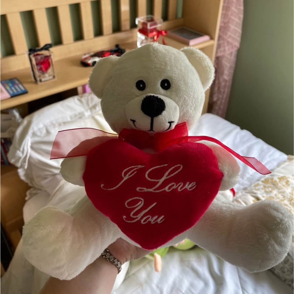 White Teddy Bear with Red Heart